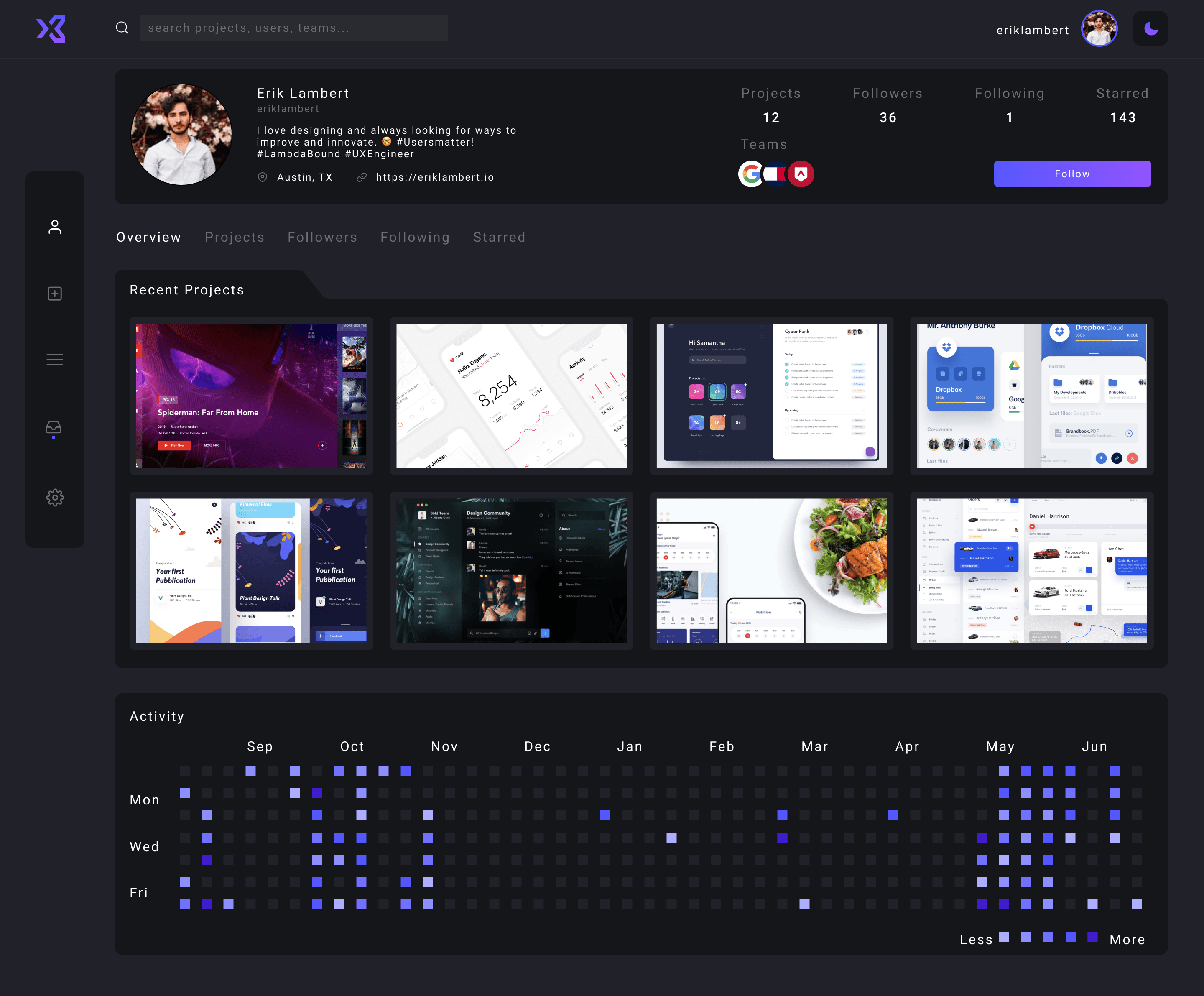 DesignHub designer profile page